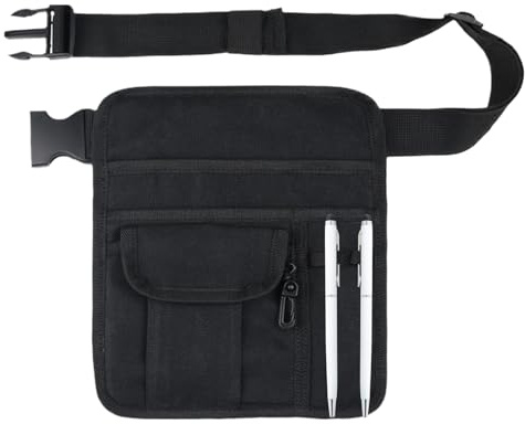 Pochette de serveur - Sac de service de restaurant, organisateur de tablier de taille, système de sangle réglable, outil de rangement multi-poches, industriel et scientifique, tissu Oxford noir pour s