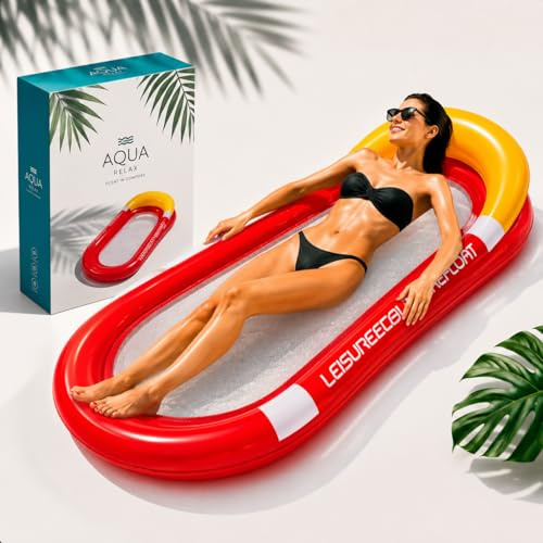 Materassino Gonfiabile ROSSO (160 x 84 cm) - Rete RESISTENTE e Traspirante con Poggiatesta – Materassino Mare e Piscina Gonfiabile - RESISTENZA 110 kg - Relax Estate con Fondo in Maglia Fresca