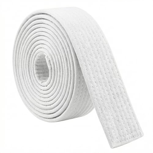 Mzbnfa Karate Belt - 1.6m Martial Arts Ranking Belt, Durable Double Wrap Cotton-Polyester Blend Martial Karate Belt for Practice & Training Kids Adults Universal Fit