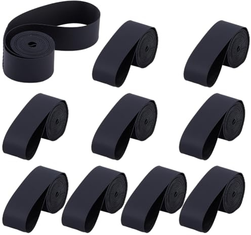 SUPERFINDINGS 10 Pack Bike Rim Liner PVC Tire Strip Bicycle Rim Tape Puncture Resistant Inner Tube Protection Pad High-Pressure Inner Tube Shield for MTB Road Gravel Bikes,Black