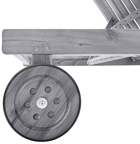 VIHHQGC Lettino da giardino in legno massiccio di acacia, con cuscino, schienale regolabile e poggiapiedi, per balcone, terrazza, piscina, portata fino a 110 kg