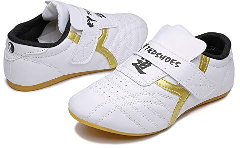 Art Taekwondo Shoes Light Weight Boxing Karate Kung Fu Tai Chi Sneakers, White, 10.5 Women/8.5 Men