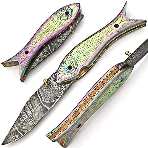 PAL 2000 9574 couteau pliant en acier damas fait main