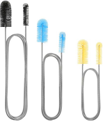 Patelai 3 Stücke Aquarium Filter Bürste Edelstahl Flexibel Reinigungsbürste Doppelseitige Ende Schlauch Bürste Edelstahl Feder für Aquarium U-Form, Gebogene Rohre, 3 Größe 3 Farben