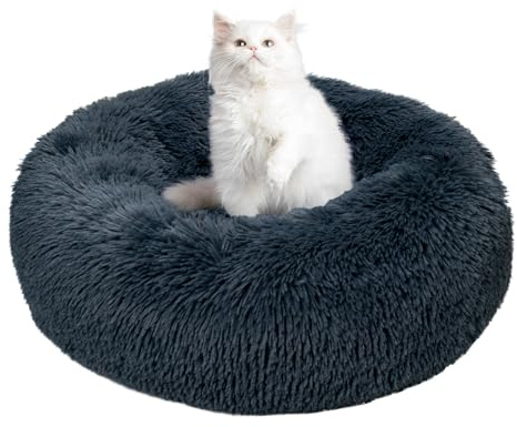 TOHDNC Letto Rotondo 50cm per Gatto e Cane, Calming Fluffy Peluche Anti Ansia Cozy Donut Cuddler Con Fondo Antiscivolo per Cani e Gatti di Piccola Taglia Media