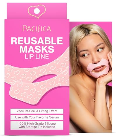 Pacifica Beauty Reusable Lip Line Mask, Skincare, Silicone Mask, For Fine Lines and Wrinkles, Lift and Firm, Pair with Serum, Storage Tin Included, Skin Care, Face Masks Skincare, Vegan, 2 Pieces