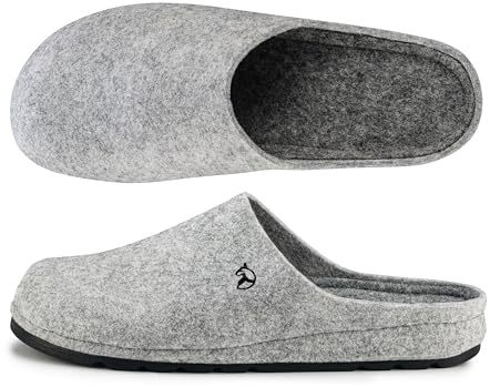 ESTRO Tofflor Män Toffel Herr- Herr Tofflor Filt Tofflor För Män Filt Toffel Herr med Gummisula F05 (40, Grå)