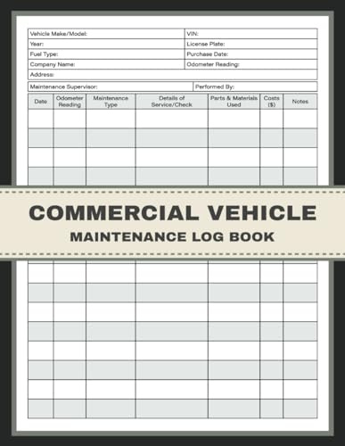 Commercial Vehicle Maintenance Log Book: Repair and Maintenance Record Book for Commercial Vehicle Owners, Fleet Managers and Operators. Streamlining ... Safety, Compliance and Fleet Efficiency