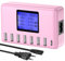 USB Ladegerät, 60W 8 Ports USB Ladestation 12A USB C Ladegerät mit LCD Display für mehrere Geräte, USB C Hub Ladegerät für iPhone iPad Android Samsung Huawei Tablet Kindle