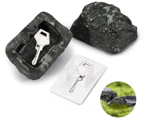LELE LIFE 2 portachiavi in finta roccia esterna – nascondi una chiave all'esterno per la sicurezza della casa, portachiavi di ricambio nascosto sembra vera pietra per giardino o cortile, stile A