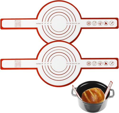 Tappetino da forno in silicone in 2 pezzi, tappetino da forno in silicone a manico lungo, tappetino in silicone per la cottura del pane, fodere per vassoi di cottura del pane