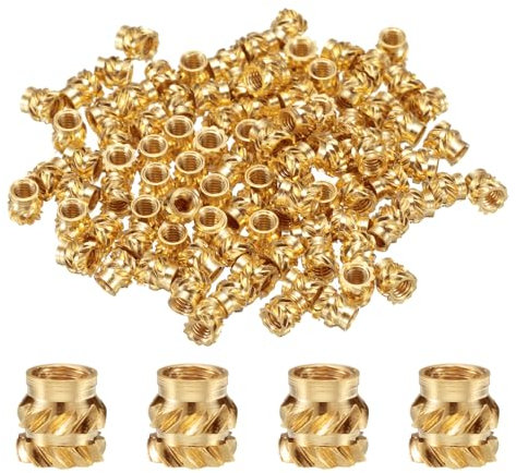 QUARKZMAN 100 Stück M2,5 Gewindeeinsätze Messing Einpressmutter M2,5x4mm, OD 4mm gerändelte Einpressmuttern, 3D Druck Messingmuttern weibliche Gewindeeinsätze Muttern