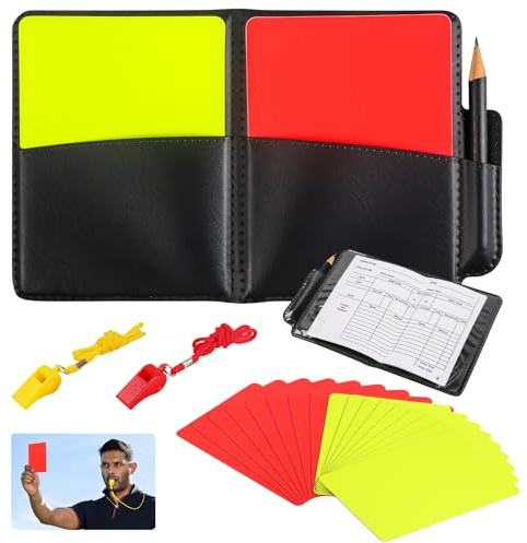 VEPEPE 22 Pcs Football Referee Kit, Referee Cards Set, Referee Cards with Whistle, Professional Red and Yellow Referees Cards, Set for Football Soccer Game Sports