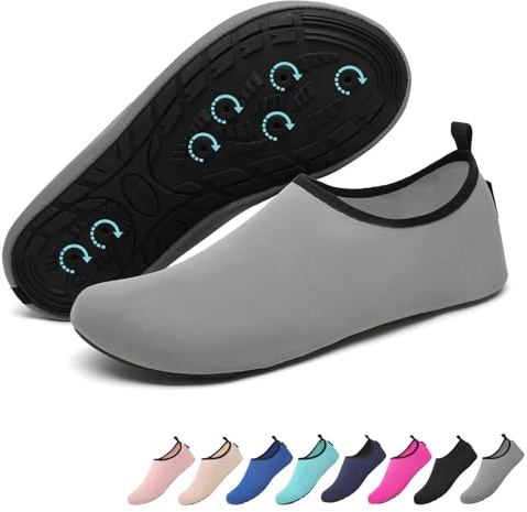 SAGUARO Escarpines Hombre Zapatos de Agua Mujer Secado Rápido Zapatillas de Agua con 7 Agujeros de Drenaje para Deportes Acuáticos Gris Gr.38/39