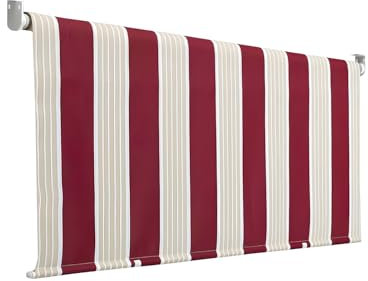 Tenda da Sole a Caduta Righe Bordeaux 250x200 cm, Tenda Parasole da Esterno con Rullo in Alluminio, Protezione UV, Attacco a Soffitto Incluso