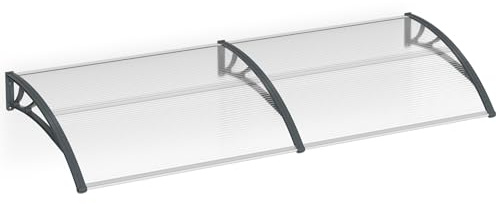 XMTECH Vordach Haustürvordach 300 x 100cm Pultbogenvordach Überdachung für Haustür Transparent Polycarbonat,Türdach Pultvordach 5 mm Sonnenschutz für den Außenbereich
