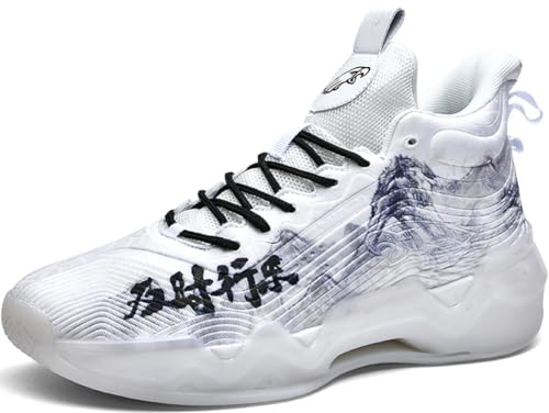 WOWEI Basketsko för män, höga sneakers och sneakers, unisex, mode, halkfri yttersula i gummi, lätt, andas, sportsneaker, Bask 20, 45 EU