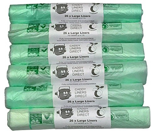 156 x 10 Litre Compostable Food Waste Caddy Bin Liner Bags - Suitable for All 5L up to 10L Caddies - EN13432 (CLD-10L-150)