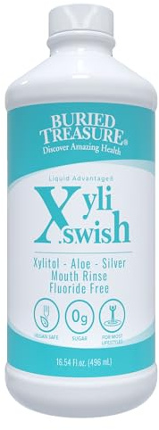 Xyli Swish - All Natural Formulated Nano Silver, Xylitol & Aloe Mouthwash - Alcohol and Fluoride Free - Oral Rinse to Fight Bad Breath & Dry Mouth - Peppermint Flavor - 16oz.