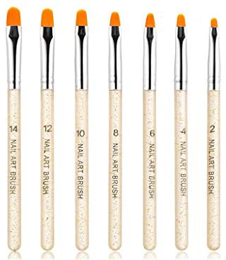 Aoshang 7Pcs Uv Gel Nail Brush, Poly Extension Gel Brush, Nail Art Tips Builder Painting Pen Set(No.2/4/6/8/10/12/14)