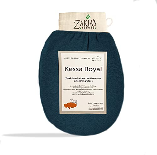 Original Kessa Exfoliating Glove - Rough Blue - Microdermabrasion exfoliating mitts, Removes unwanted dead skin, dirt and grime and Keratosis Pilaris. Great for spray tan removal.