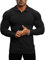 Lehmanlin Muskel-Poloshirts für Herren Langarm Stretch Slim Fit Baumwolle Golf T-Shirt (Schwarz/M)