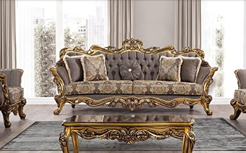 JV Möbel Dreisitzer Sofa 3 Sitzer Dreibettsofa Sofa Sofas Sessel Sitz Stoff Stil Barock