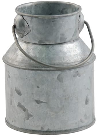 Deko Milchtopf Kanne mit Griff in Zink-Optik grau wasserdicht Vase Kerzenhalter Tisch-Deko Hochzeit Geburtstag Vintage Retro (Milchtopf)