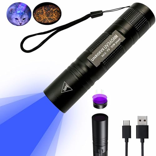UNROEVS Mini 365nm UV Light,UV Flashlight Rechargeable