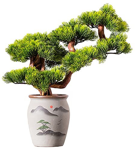 DFHS46JK Bonsaï Artificiel Bonsaï Artificiel, Ornements de Bureau Zen, Fausses Plantes Vertes, Ornements de pin de beauté for décoration de Bureau intérieure et extérieure Plantes artificielles