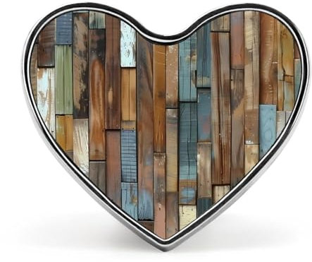 Planches vintage en bois rayées, épingle en métal, badge en forme de cœur, épingles à revers personnalisées, broche pour décoration de vêtements