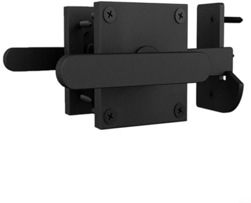 WIIYENA Loquet de portail robuste en bois, loquet de porte battante double face en aluminium, poignée des deux côtés pour clôture en bois extérieure, balançoire, portail ouvert coulissant (noir)