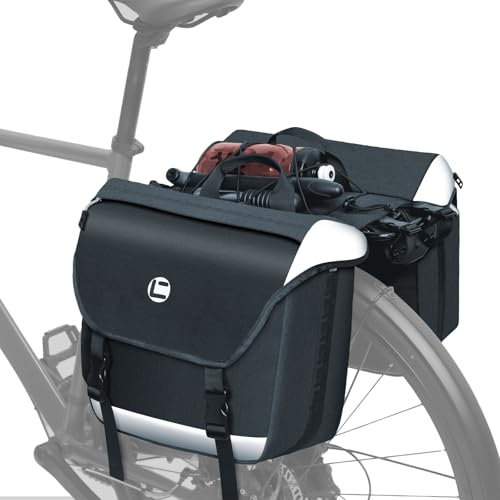 JABNOW Fahrradtaschen für Gepäckträger Doppeltasche,35L Fahradtaschen Hinten Gepäckträger,Multifunktionale Gepäckträgertasche mit Reflektoren und Regenschutz für den Innen-und Außenbereich