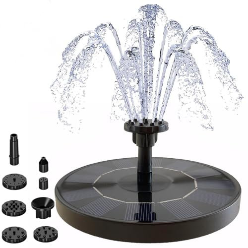 dijiusidy Fontaine Solaire Extérieur, Fontaine Solaire Flottante avec 6 Buses, Fontaine a Eau Solaire Exterieure de Jardin pour Bain d'oiseaux, Étang, Piscine, Décoration de Jardin (13cm, 6V-1W)