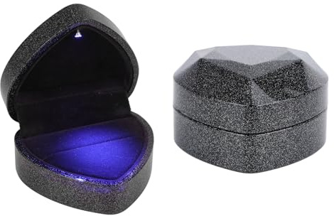 BTFO Scatola per Anelli con Luce led, Cuore Scatole Anelli Fidanzamento Graziosa e Romantica Porta-Anelli Custodia Ring per Proposta di Matrimonio Anniversario