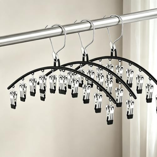Niulab 3Pack Sock Dryer,Clothes Drying Hanger with Clips Sock Peg Hanger for Washing Line, Drip Airer Hanging Sock Rack for Socks, Underwear, Bras, Baby Clothes,Legging Organizer (Black)