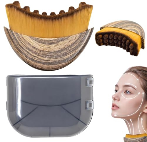 GNALIA Cepillo Facial, Masajeador Linfático Para Rostro, Drenaje Facial, Contorno De Barbilla Y Mandíbula, Tamaño Grande, 1 Unidad Con Caja Almacenamiento Color Marrón