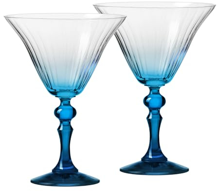 KROSNO Martiniglas med turkos fot | Set om 2, 170 ml | Bubble Celebration Moments-kollektion | Blyfritt kristallglas | Perfekt present