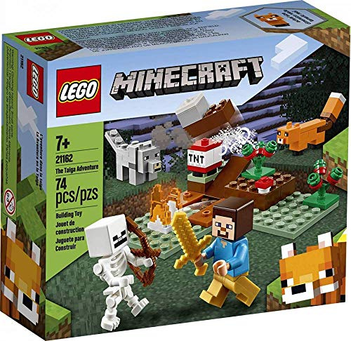 LEGO 21162 Minecraft Aventures dans la taïga - Inclut un squelette, un loup, un renard et le personnage Steve de Minecraft