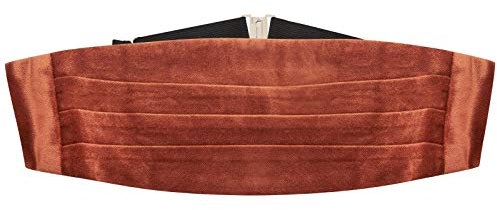 King & Priory Bronze Samt Kummerbund für Männer, Anpassbar bis 44 Zoll, Teil der Velvet Kollektion