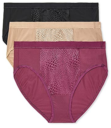 Warner's womens Blissful Benefits Tummy Smoothing Hi-cut Panty Underwear, Amaranth Toasted Almond Black, 3X-Large US