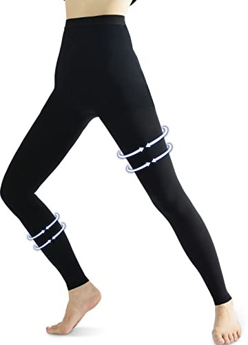 beister - Calze a compressione medicali, da donna, lunghe, 20-30 mmHg, calze a compressione, da uomo, opache, senza dita, classe 2, resistenti, supporto per vene varicose o edemi, Nero , M