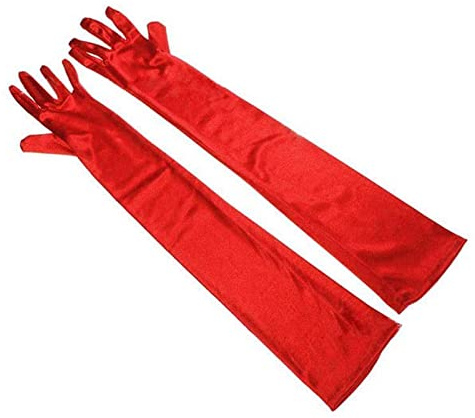 52 cm långa aftonhandskar, aftonoperahandskar satäng armbågshandskar 1920-talsstil balhandskar maskeradhandskar för bröllop bal opera, Röd, Red