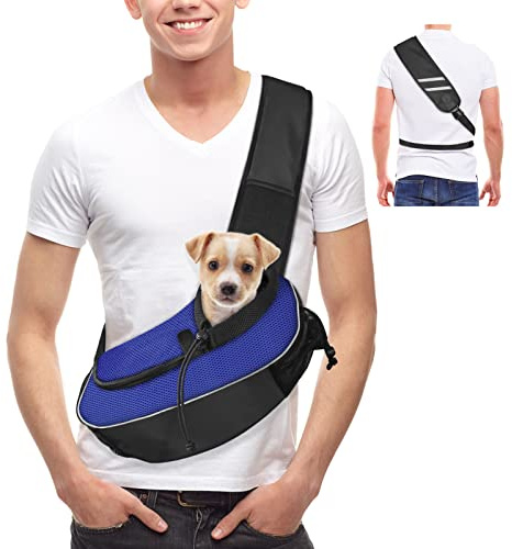 Gloppie Mochila para Mascotas Pet Animals Bag Bolsa de Transporte para Perros Gatos Bolsa Correa Pequeños Bolsa Transpirable Cómodo Bolso de Hombro Acolchada Ajustable Aire Libre de Viaje, Azul Klein