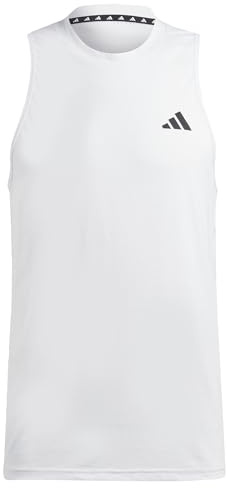 adidas Hombre Train Essentials Feelready Training Sleeveless Tee, White/Black, XXL