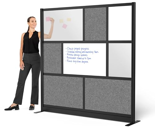 Workflow Modular Wall | Room Divider with Whiteboard, Sound-Dampening, & Frosted Acrylic Panels | Expandable Office Partition for Privacy & Productivity (70 x 70)