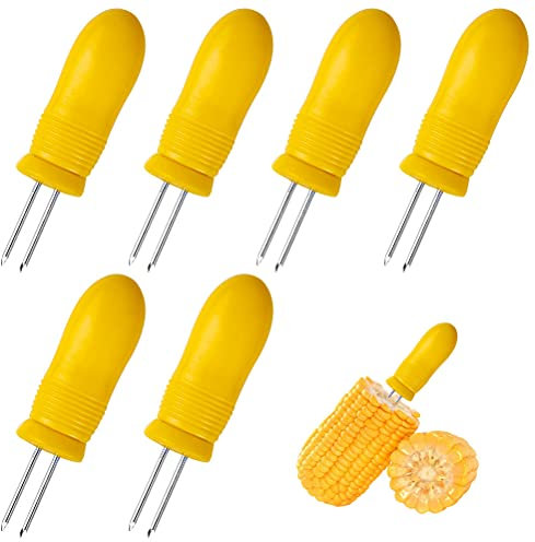 36 soportes para mazorcas de maíz, 7,6 x 1,9 cm, pinchos de maíz, pinchos de maíz, pinchos de acero inoxidable para picnic, barbacoa, accesorios para camping, fiestas en el jardín (amarillo)