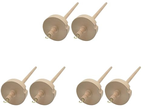 BLASHRD 6Pcs Drop Spindle for Wool Yarn Top Whorl Drop Spindle Hand Carved Wooden Tool for Beginners