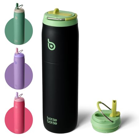 bottlebottle BOTTLE BOTTLE Isolierte Wasserflasche Edelstahl 32oz(946ml) mit Strohhalm Griff für Sport, Reisen, Fitnessstudio, doppelwandig auslaufsicher, BPA-frei (Morgenröte)