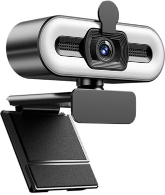 WAKEVLEO USB Webcam, Full HD 2K Webcam for PC and Laptop, Plug-and-Play, webcam with Microphone,Auto Light Correction, 360° View Web Cam for Live Streaming, gaming, Studying, Conferences